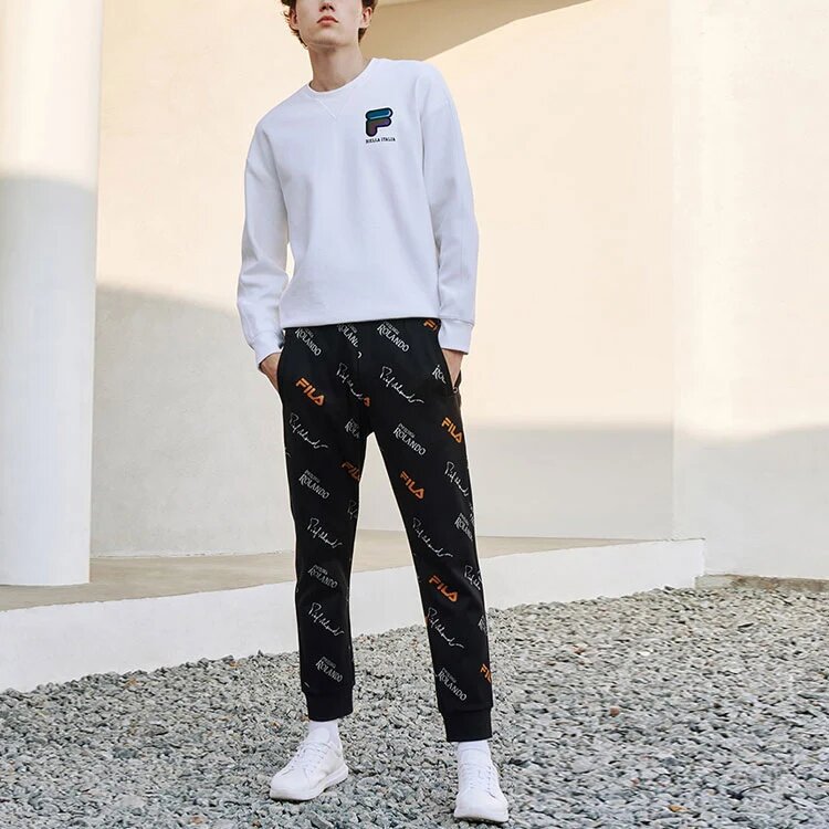 Pantalon décontracté en maille monogrammé pour homme, noir