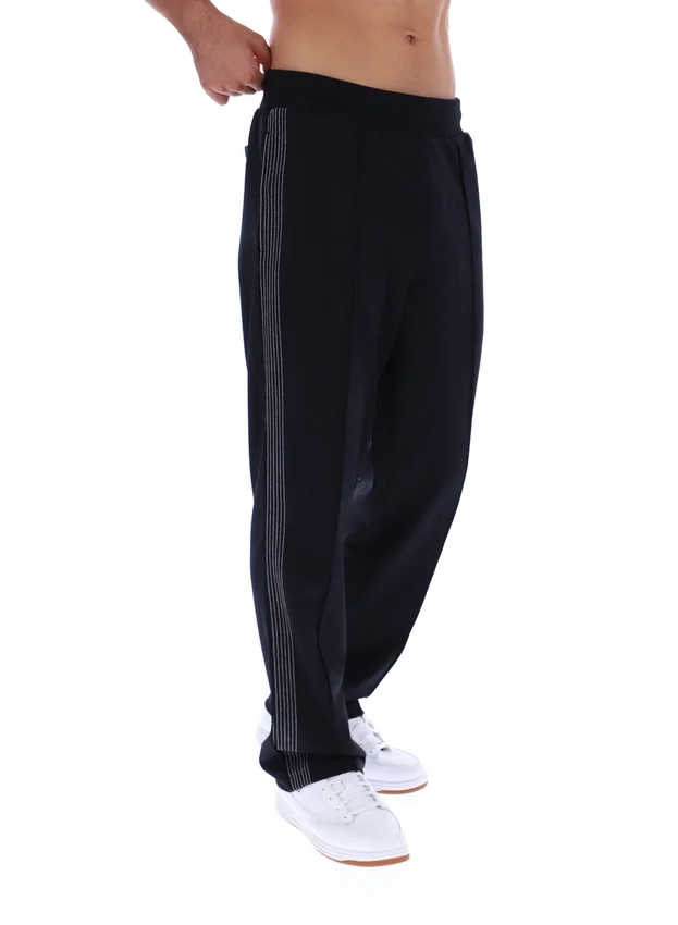 Pantalon de jogging Tavis noir à jambes droites et coutures contrastées
