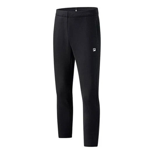 Pantalon de sport en maille athlétique, coupe droite, couleur unie, noir