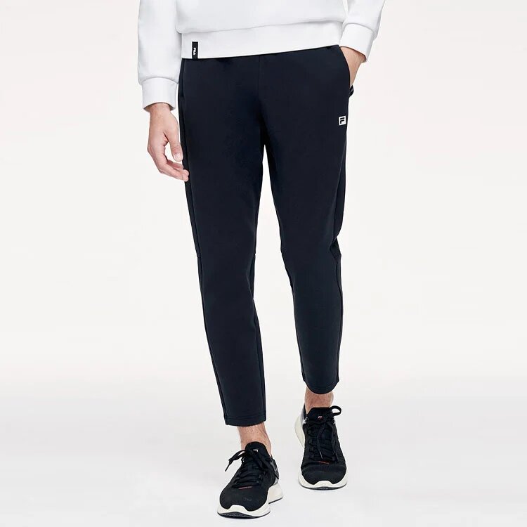 Pantalon de sport en maille athlétique, coupe droite, couleur unie, noir