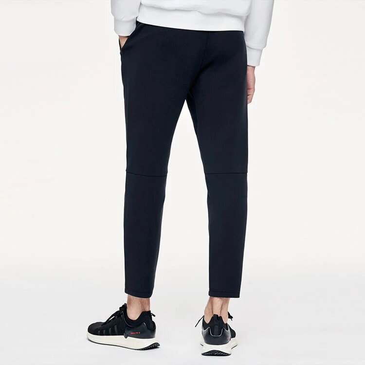 Pantalon de sport en maille athlétique, coupe droite, couleur unie, noir