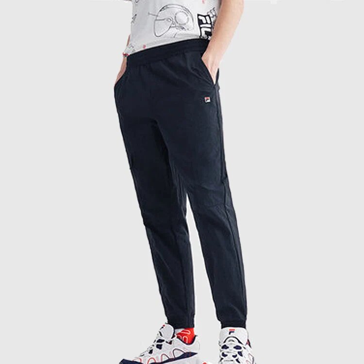 Pantalon de sport tissé avec logo sur le côté, bleu