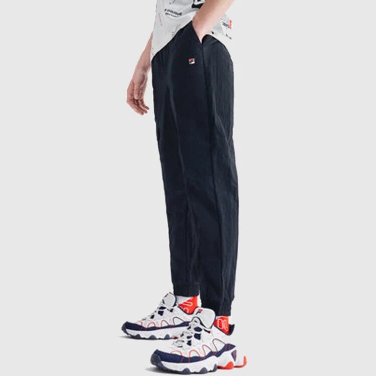 Pantalon de sport tissé avec logo sur le côté, bleu