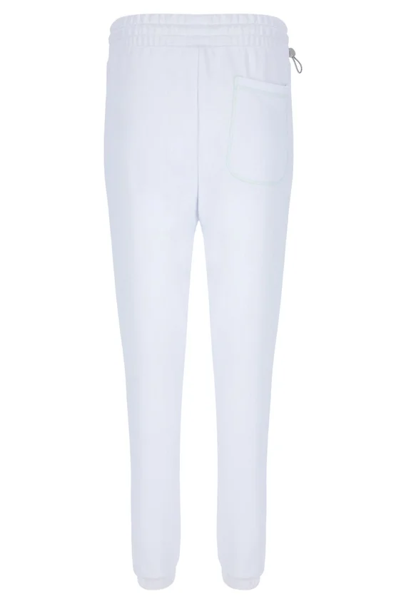 Pantalon de survêtement unisexe blanc à coutures contrastées