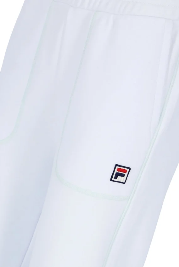 Pantalon de survêtement unisexe blanc à coutures contrastées