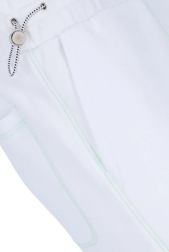 Pantalon de survêtement unisexe blanc à coutures contrastées