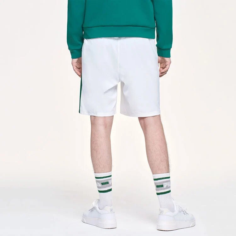 Pantalon de tennis à côtés en tissu respirant pour homme, blanc