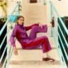 Pantalon droit Ventisei violet