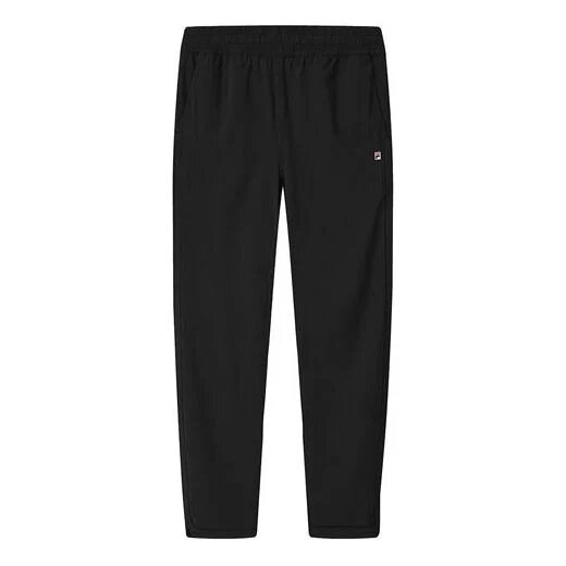 Pantalon long droit décontracté en tissu tissé, fin et léger, noir