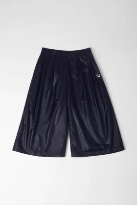 Pantalon évasé à plis bleu nuit