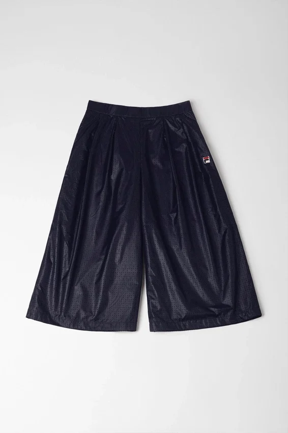 Pantalon évasé à plis bleu nuit