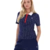 Polo ajusté Fila Navy Bai BB1 à rayures fines
