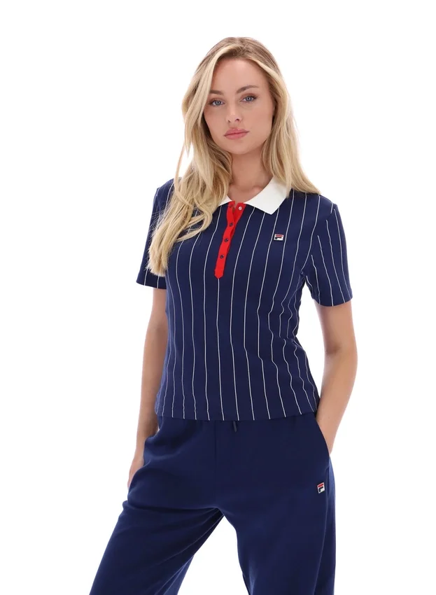 Polo ajusté Fila Navy Bai BB1 à rayures fines