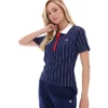 Polo ajusté Fila Navy Bai BB1 à rayures fines
