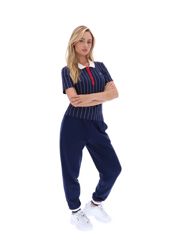 Polo ajusté Fila Navy Bai BB1 à rayures fines