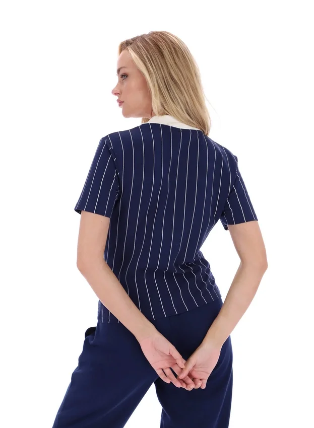 Polo ajusté Fila Navy Bai BB1 à rayures fines