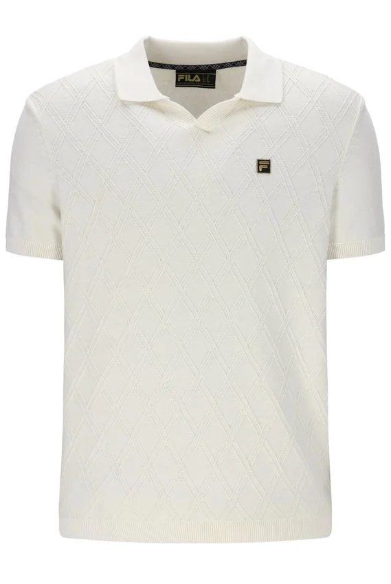 Polo à col ouvert en maille Denny Diamond, couleur lait de coco