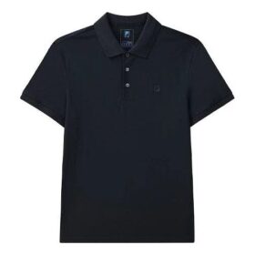 Polo décontracté à manches courtes, couleur unie et respirant, bleu marine
