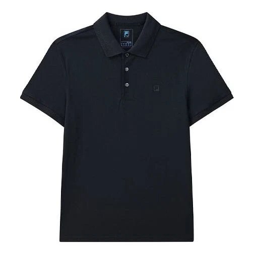 Polo décontracté à manches courtes, couleur unie et respirant, bleu marine
