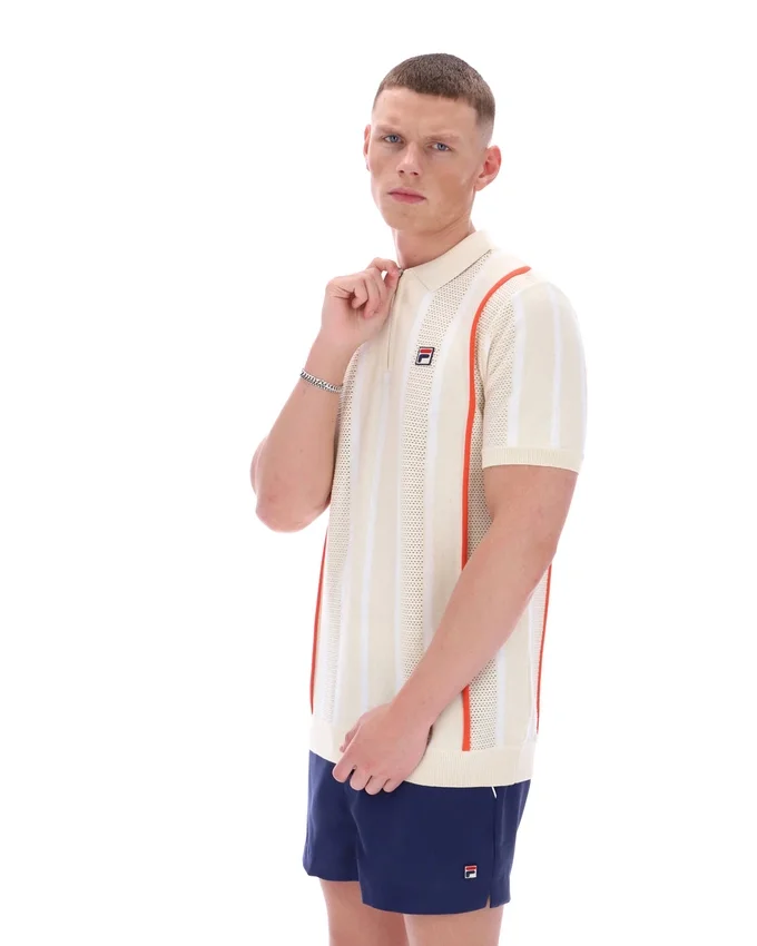 Polo en maille patchwork au crochet Giorgio de Tapioca