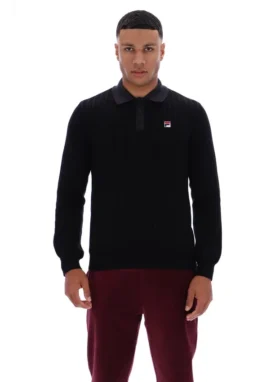 Polo en maille rayé noir Kobe