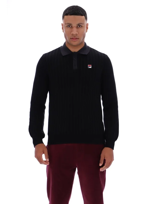 Polo en maille rayé noir Kobe
