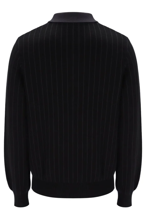 Polo en maille rayé noir Kobe