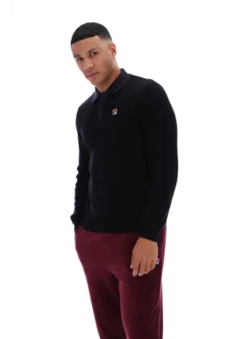 Polo en maille rayé noir Kobe