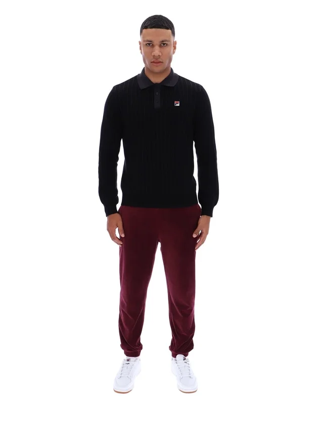 Polo en maille rayé noir Kobe