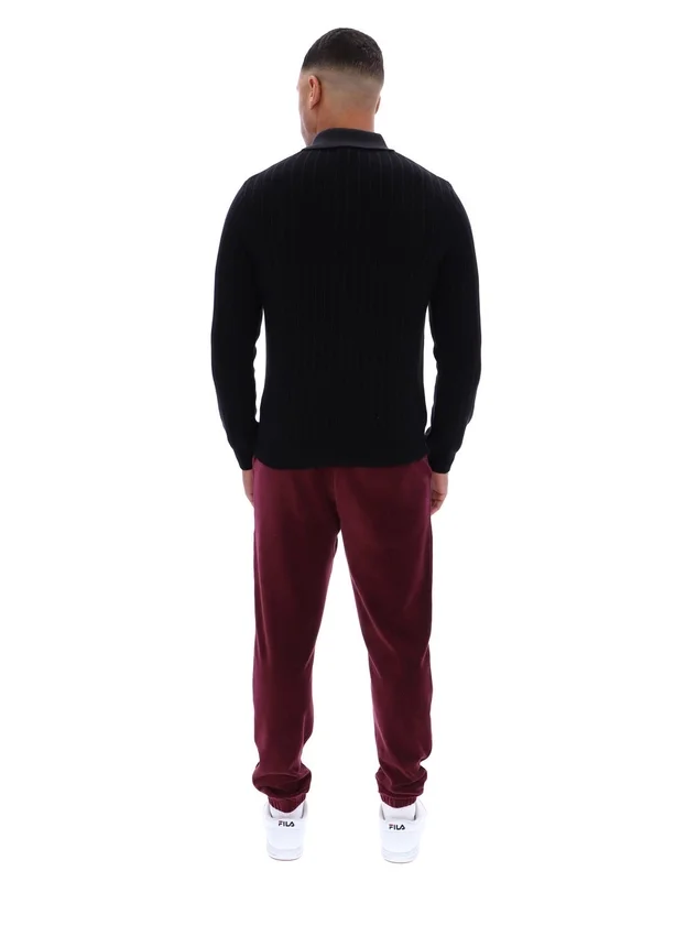 Polo en maille rayé noir Kobe