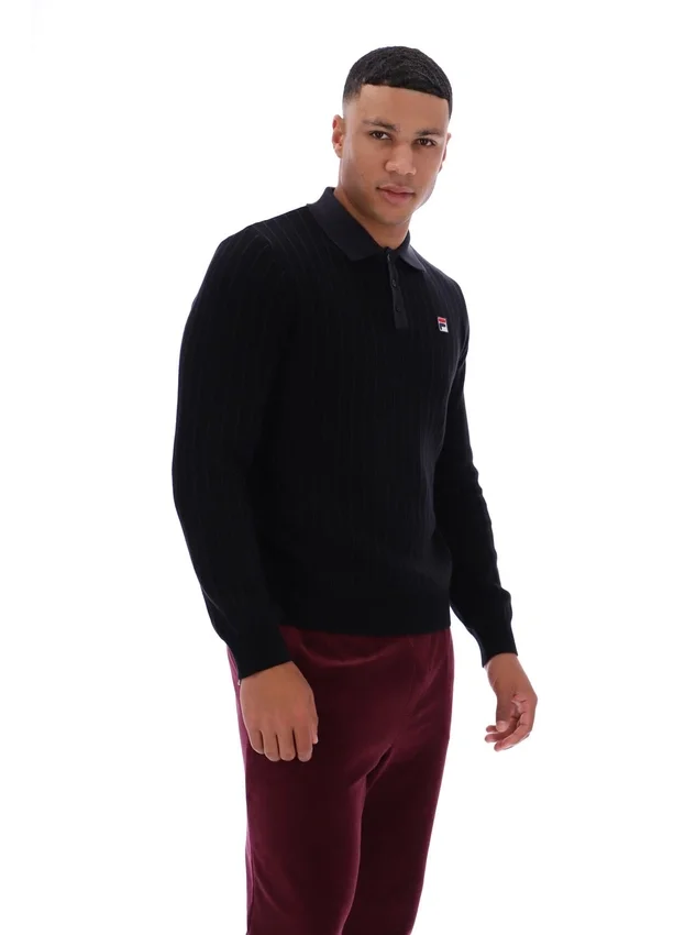 Polo en maille rayé noir Kobe