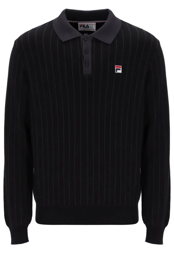 Polo en maille rayé noir Kobe