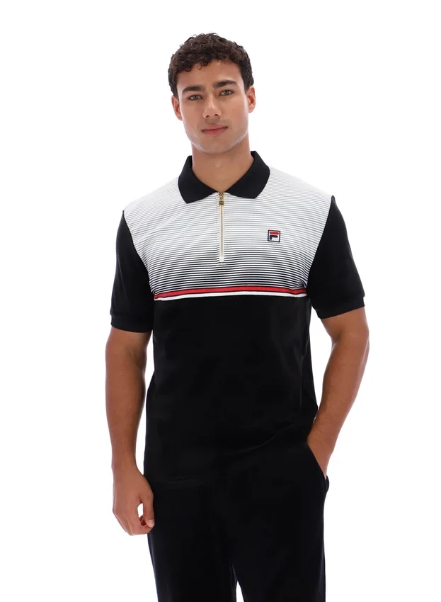 Polo en velours noir Paco à fermeture zippée