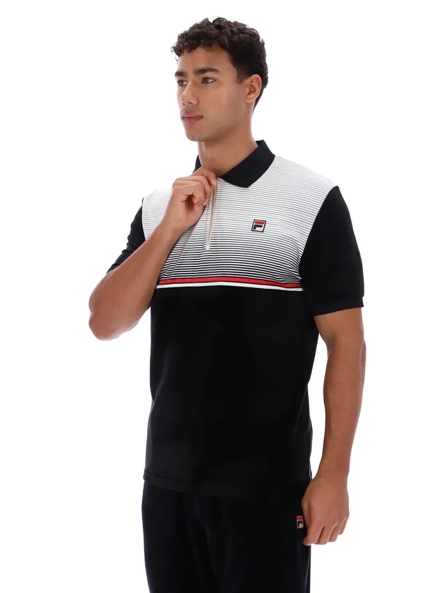 Polo en velours noir Paco à fermeture zippée