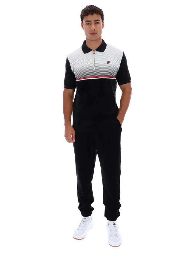 Polo en velours noir Paco à fermeture zippée