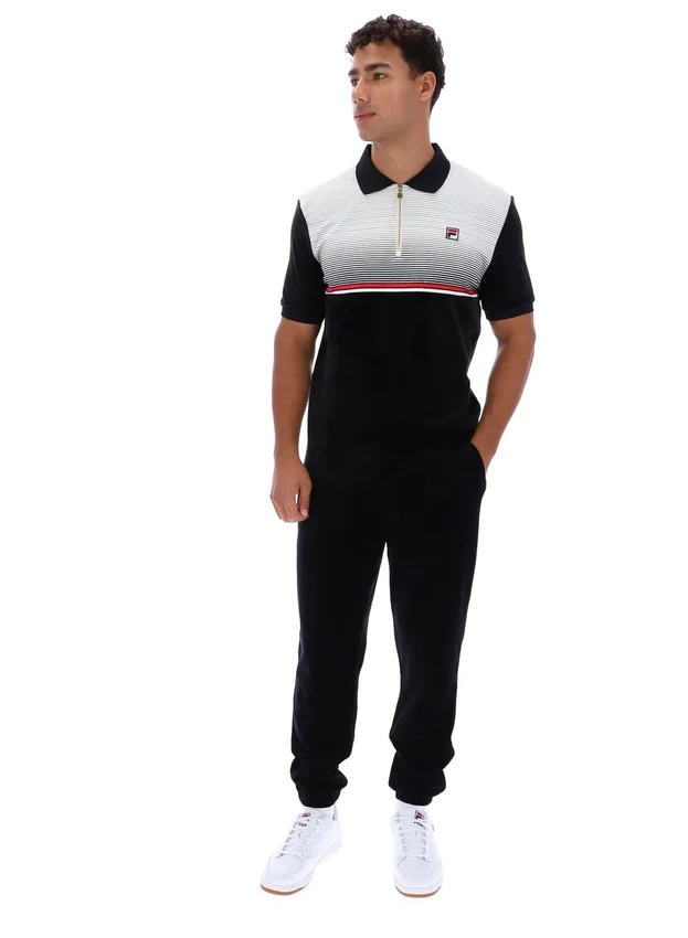 Polo en velours noir Paco à fermeture zippée