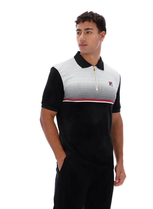 Polo en velours noir Paco à fermeture zippée