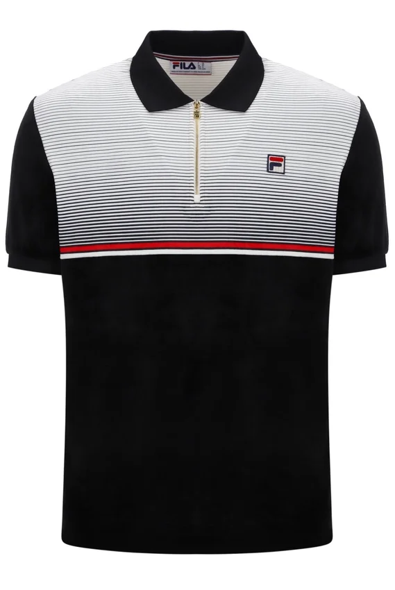 Polo en velours noir Paco à fermeture zippée