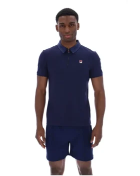 Polo Ettore à fermeture éclair bleu marine Fila