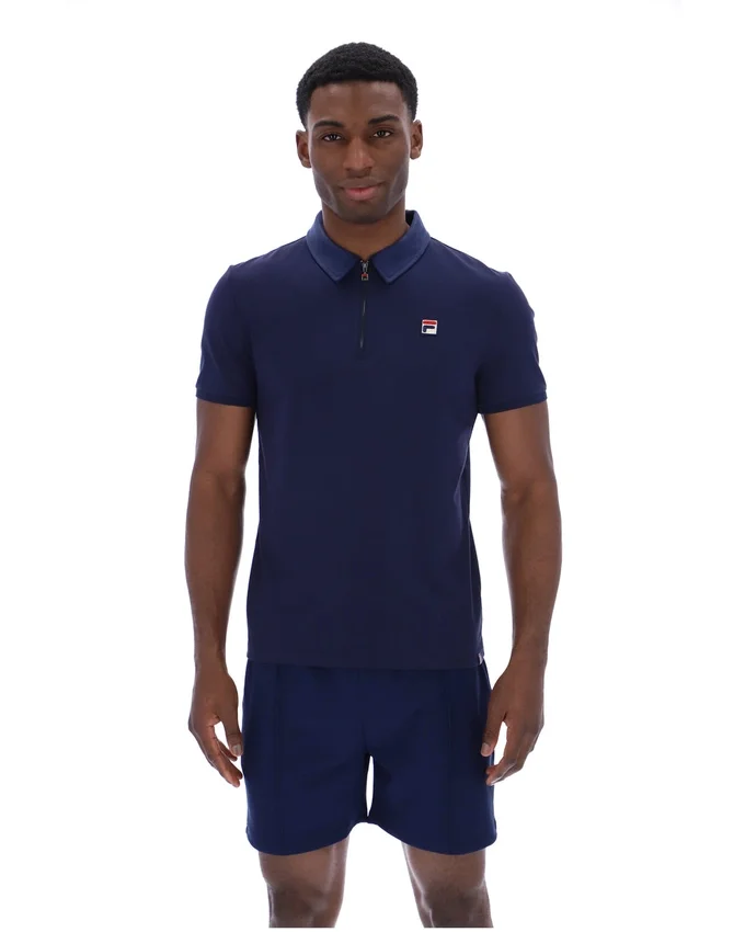 Polo Ettore à fermeture éclair bleu marine Fila