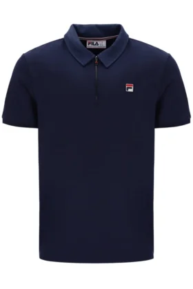 Polo Ettore à fermeture éclair bleu marine Fila
