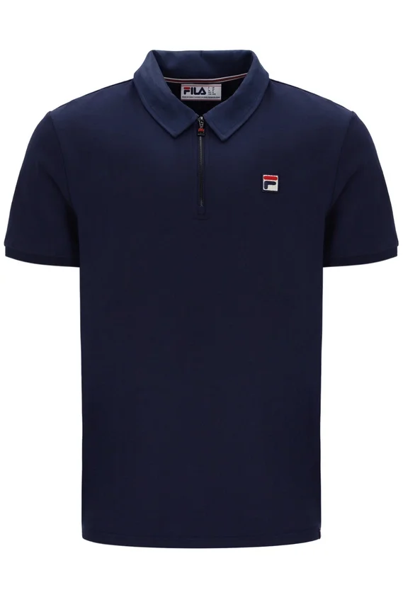 Polo Ettore à fermeture éclair bleu marine Fila