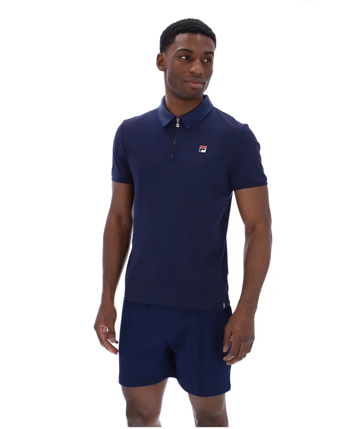 Polo Ettore à fermeture éclair bleu marine Fila