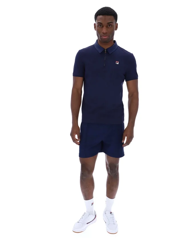 Polo Ettore à fermeture éclair bleu marine Fila