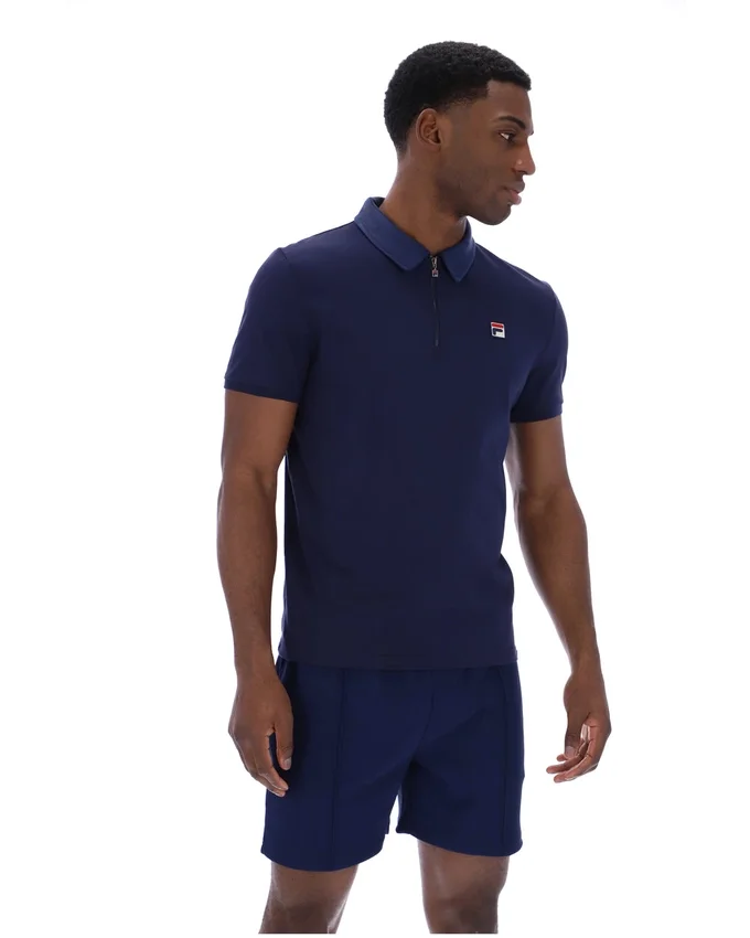 Polo Ettore à fermeture éclair bleu marine Fila
