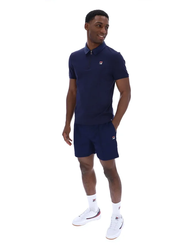 Polo Ettore à fermeture éclair bleu marine Fila