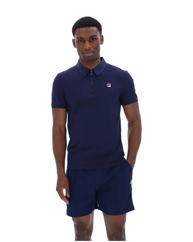 Polo Ettore à fermeture éclair bleu marine Fila