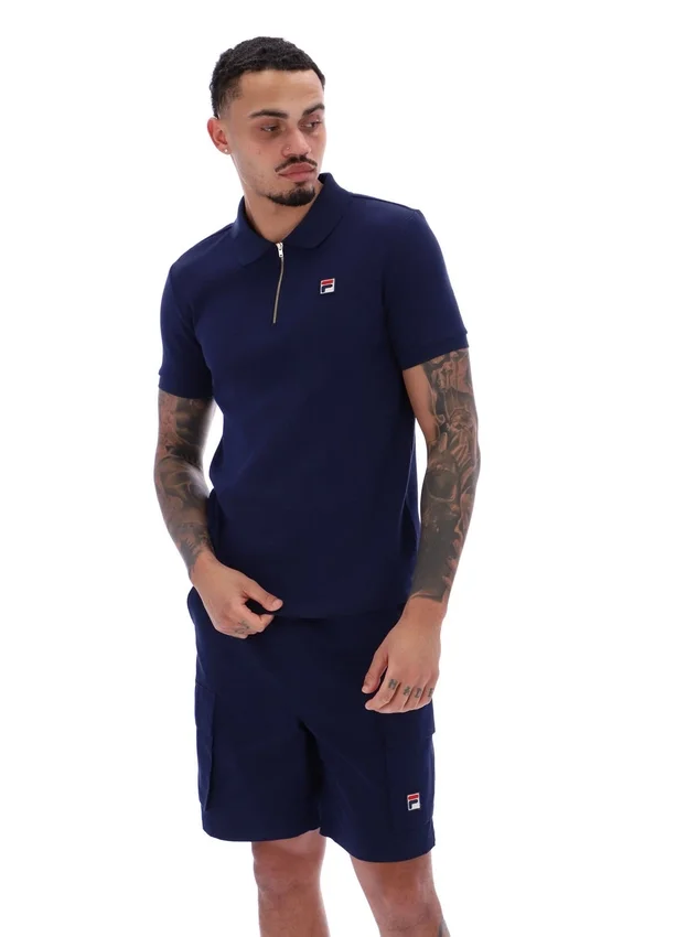 Polo Fila Benjamin Micro Waffle bleu marine