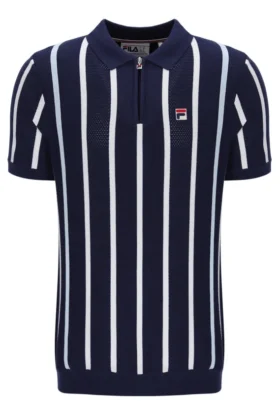 Polo Fila Giorgio en maille patchwork crochetée bleu marine