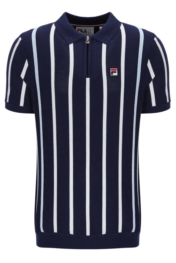 Polo Fila Giorgio en maille patchwork crochetée bleu marine